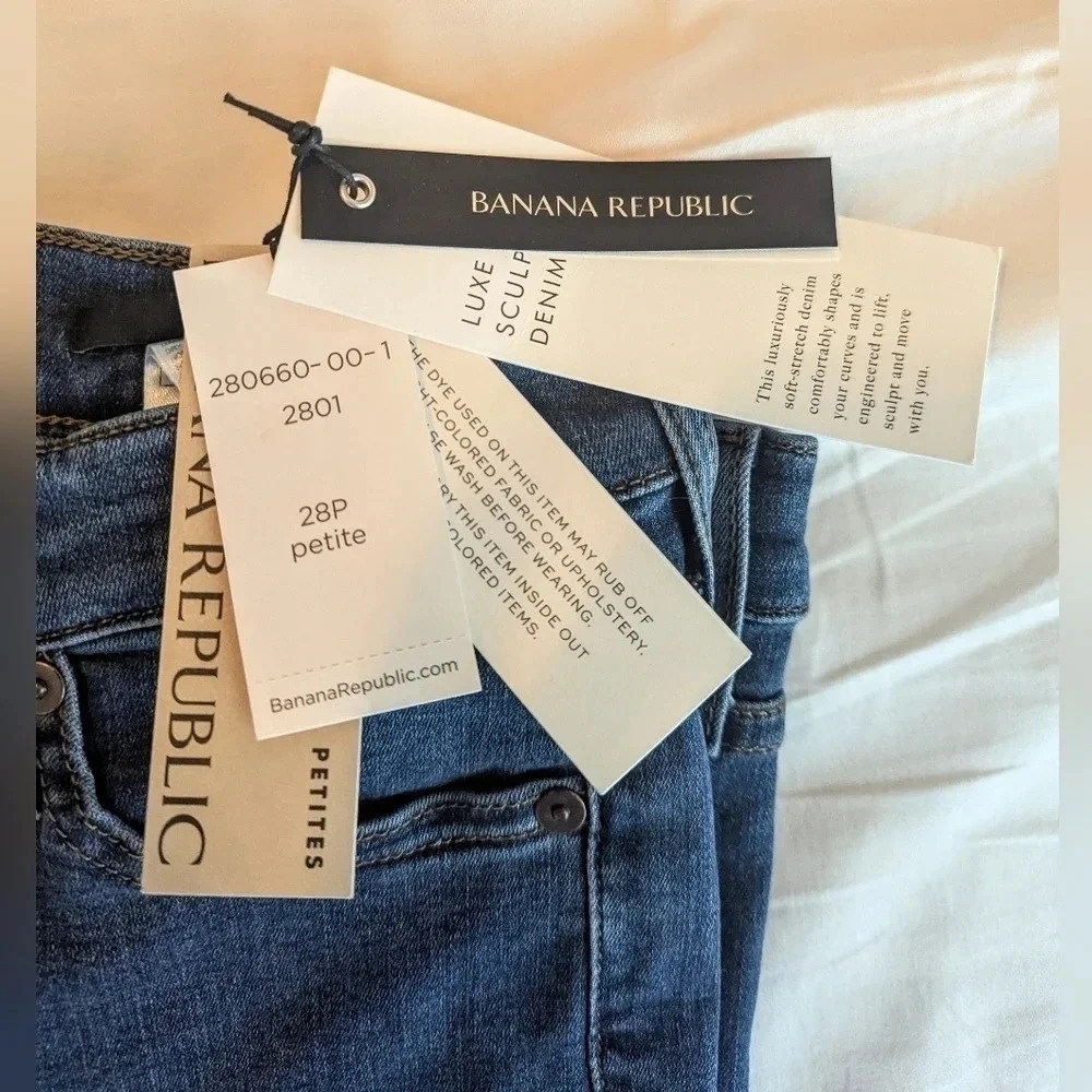NWT Banana Republic Skinny Premium Devon Jean Medium Wash 28 Petite - Picture 4 of 6